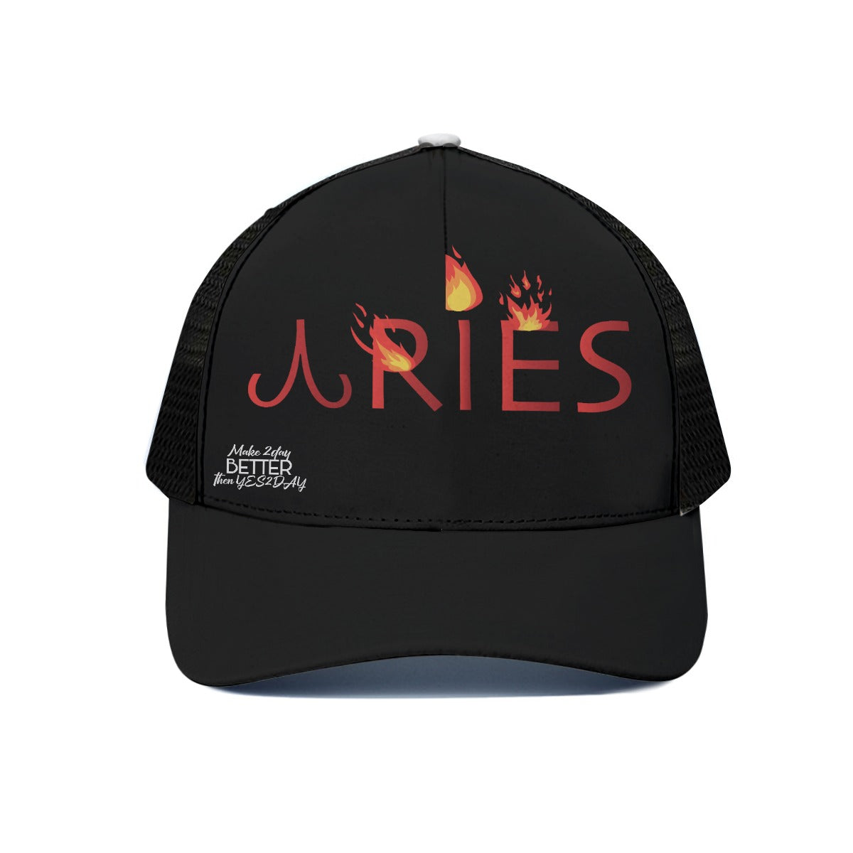Unisex Aries Trucker Hat With Black Half-mesh