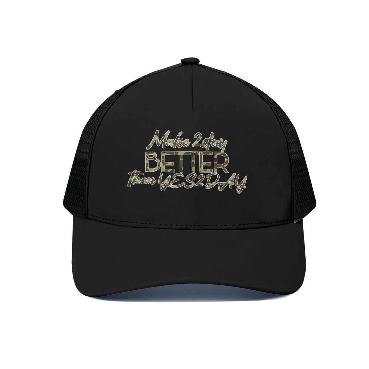 Unisex Army Trucker Hat With Black Half-mesh