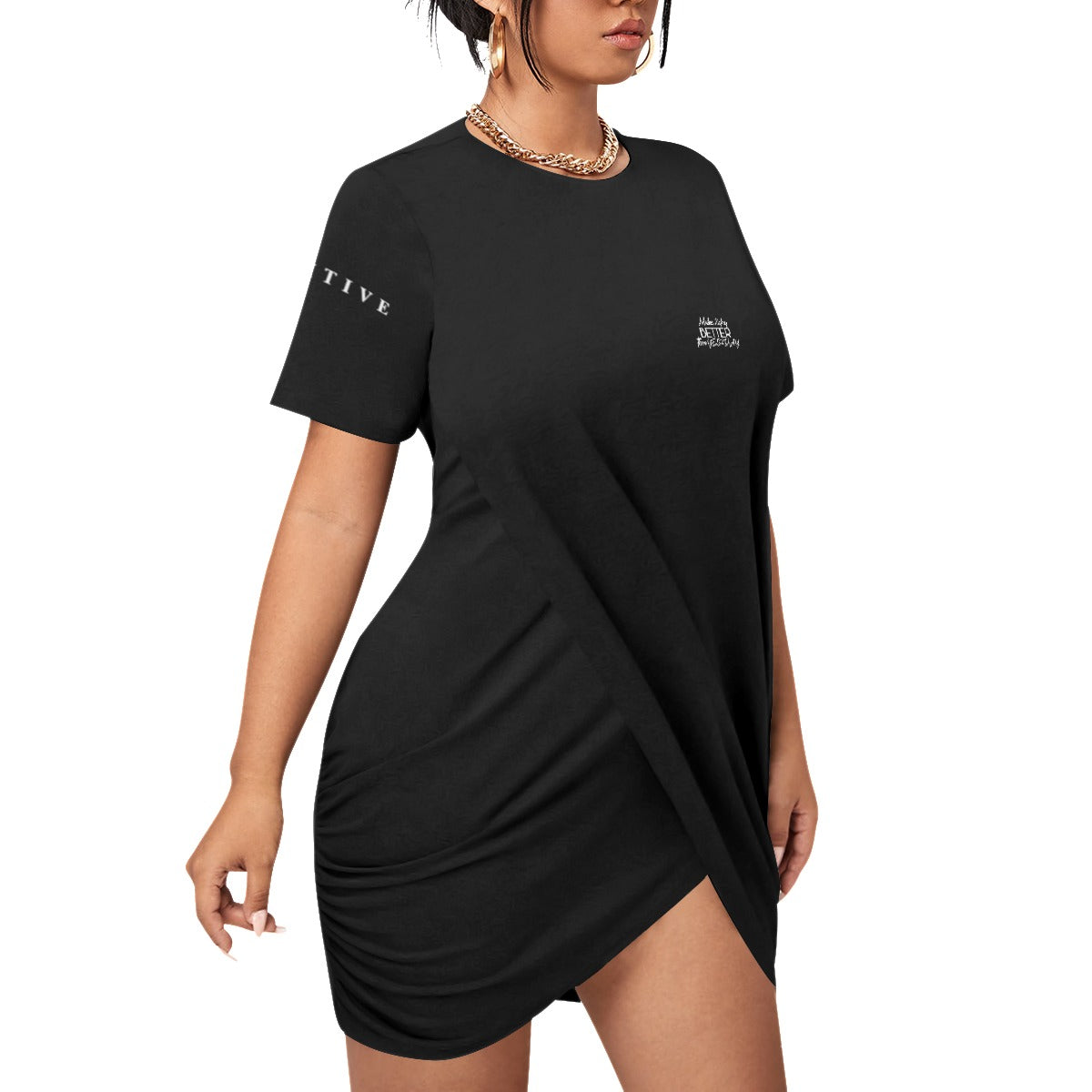 Women’s Stacked Hem Dress With Short Sleeve（Plus Size）
