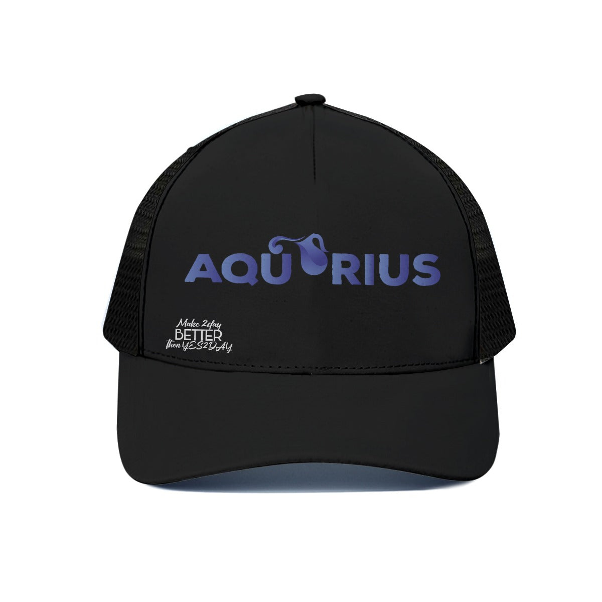 Unisex Aquarius Trucker Hat With Black Half-mesh