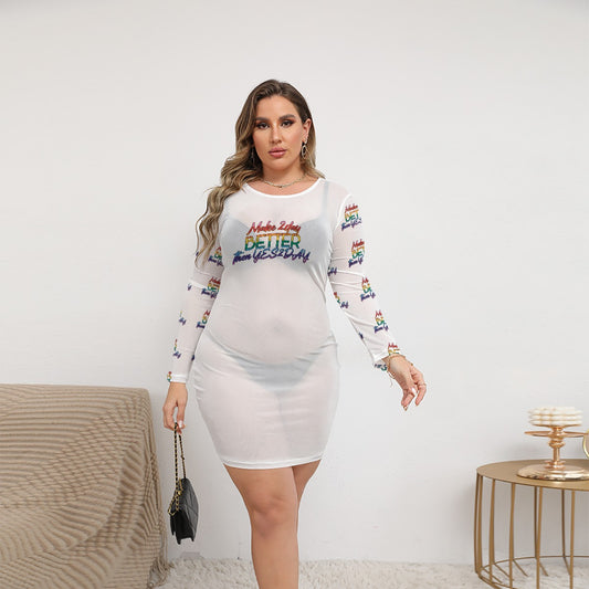 Women's Make 2Day Better Then YES2DAY Pride Mesh Dress (Plus Size)