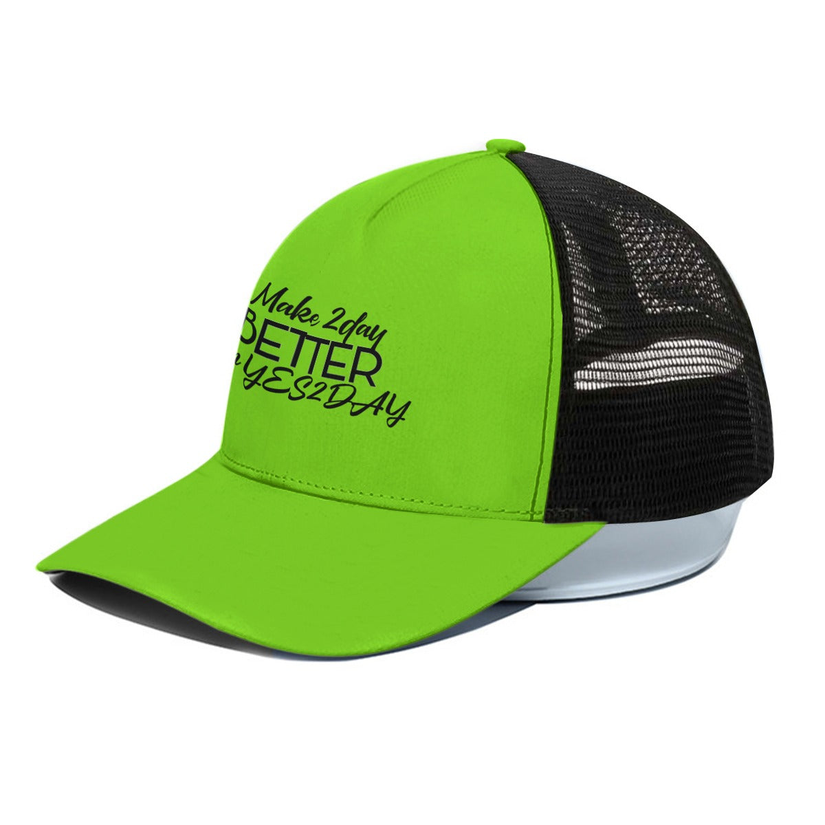 Make 2Day Better Then YES2DAY Lime Green/Black Half-mesh