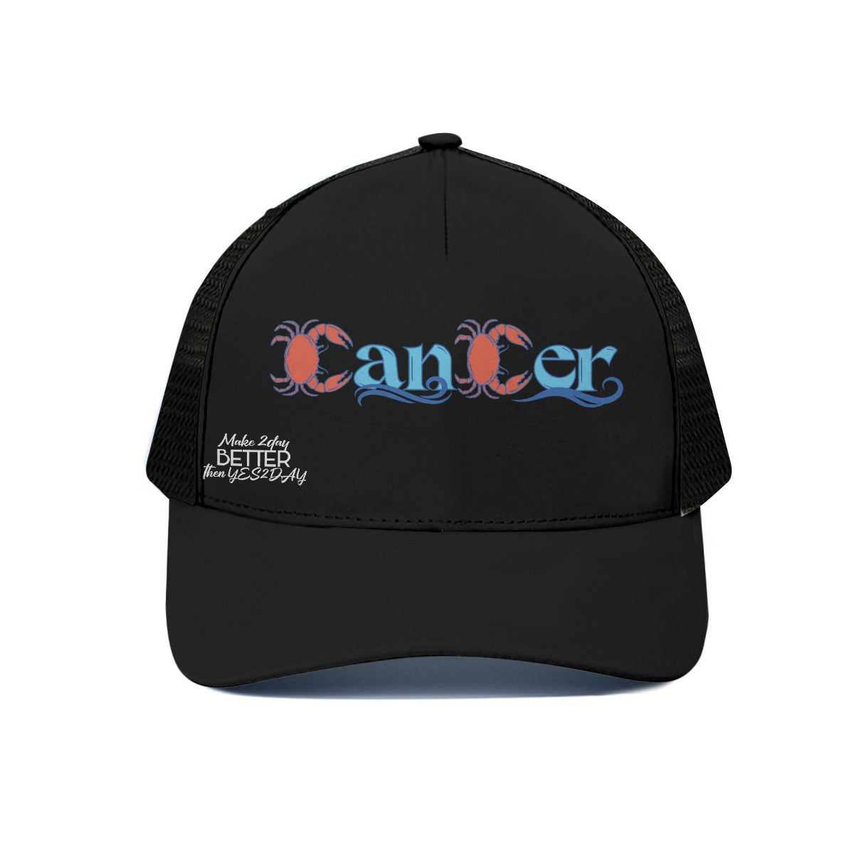 Unisex Cancer Trucker Hat With Black Half-mesh