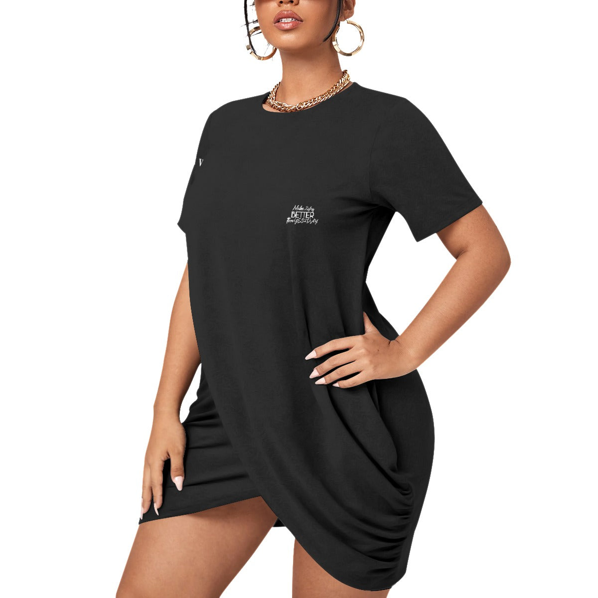 Women’s Stacked Hem Dress With Short Sleeve（Plus Size）