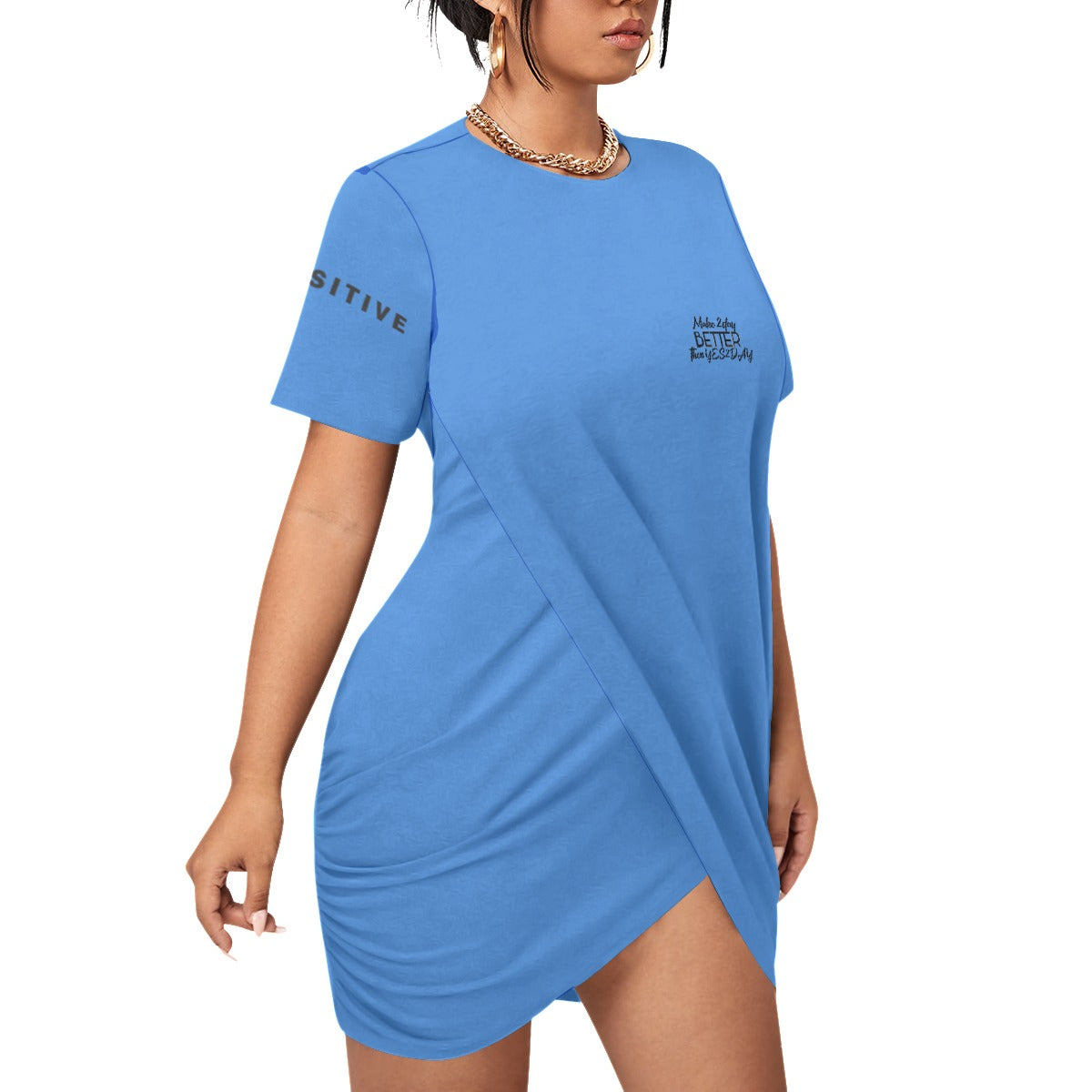 Women’s Stacked Hem Dress With Short Sleeve（Plus Size）