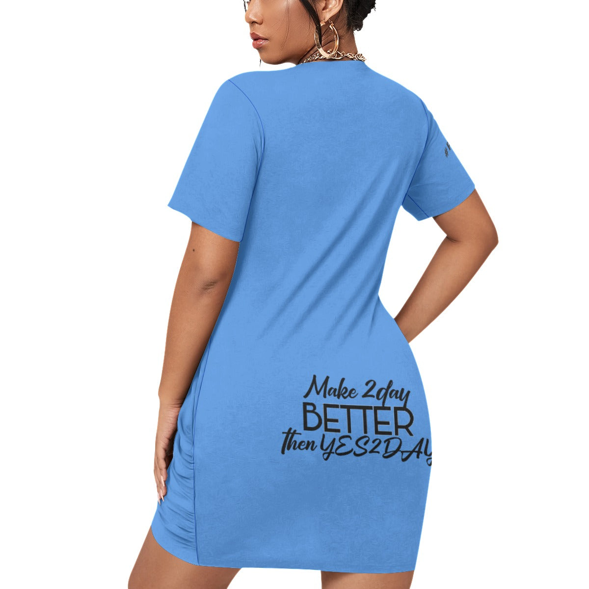 Women’s Stacked Hem Dress With Short Sleeve（Plus Size）