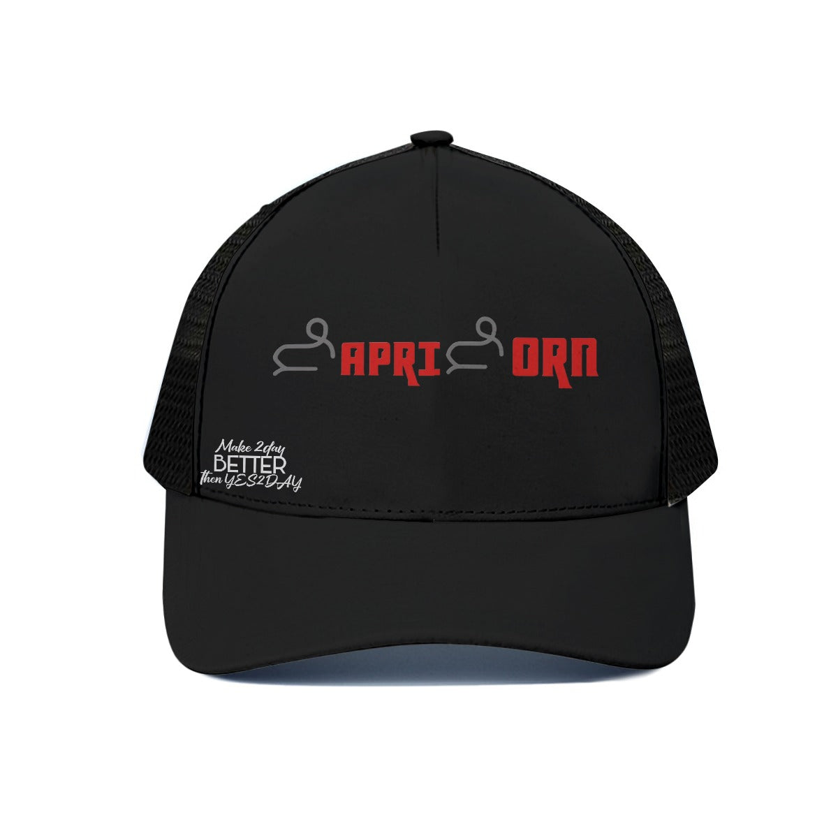 Unisex Capricon Trucker Hat With Black Half-mesh