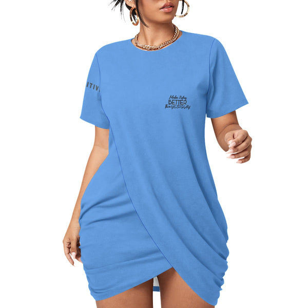 Women’s Stacked Hem Dress With Short Sleeve（Plus Size）