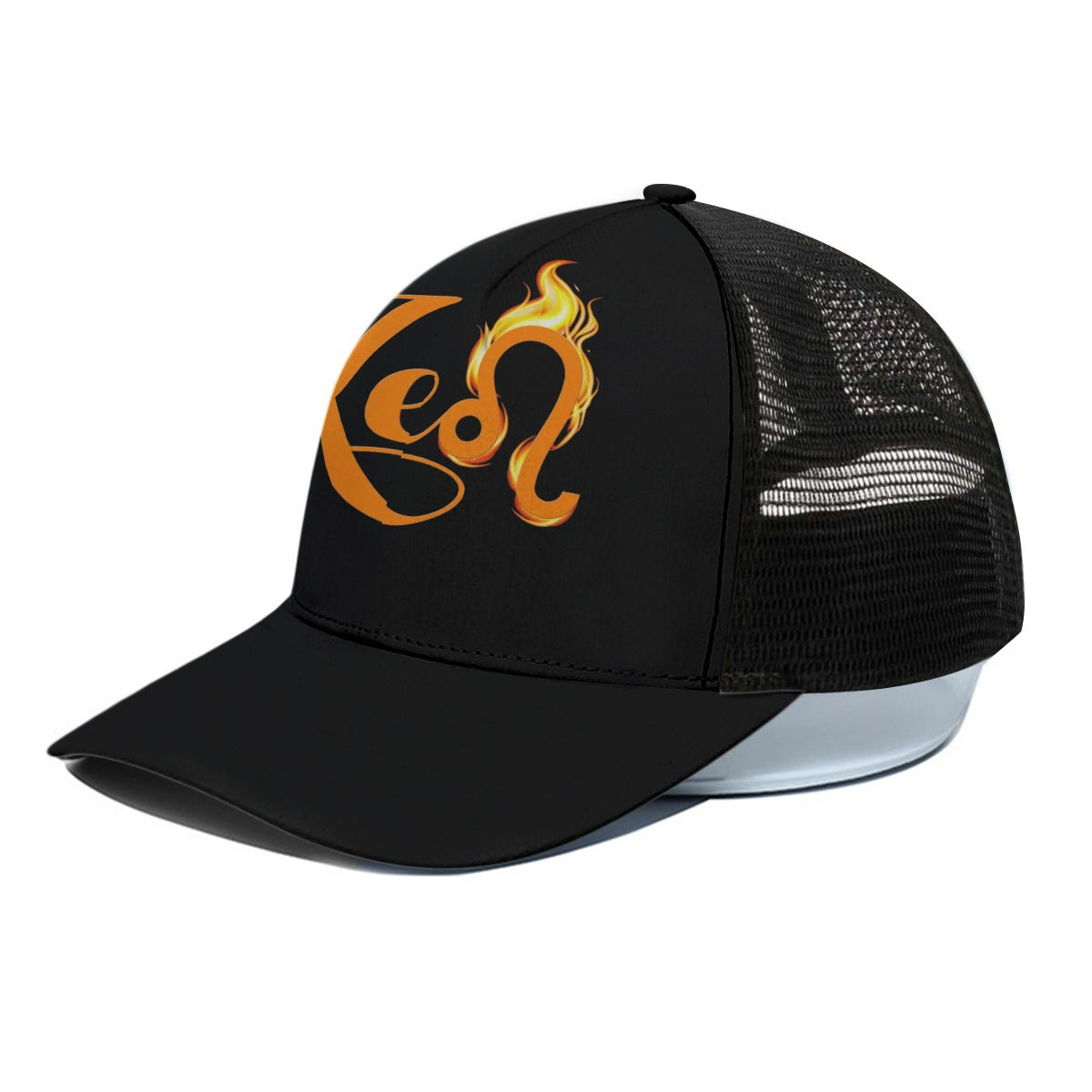 Unisex Leo Trucker Hat With Black Half-mesh