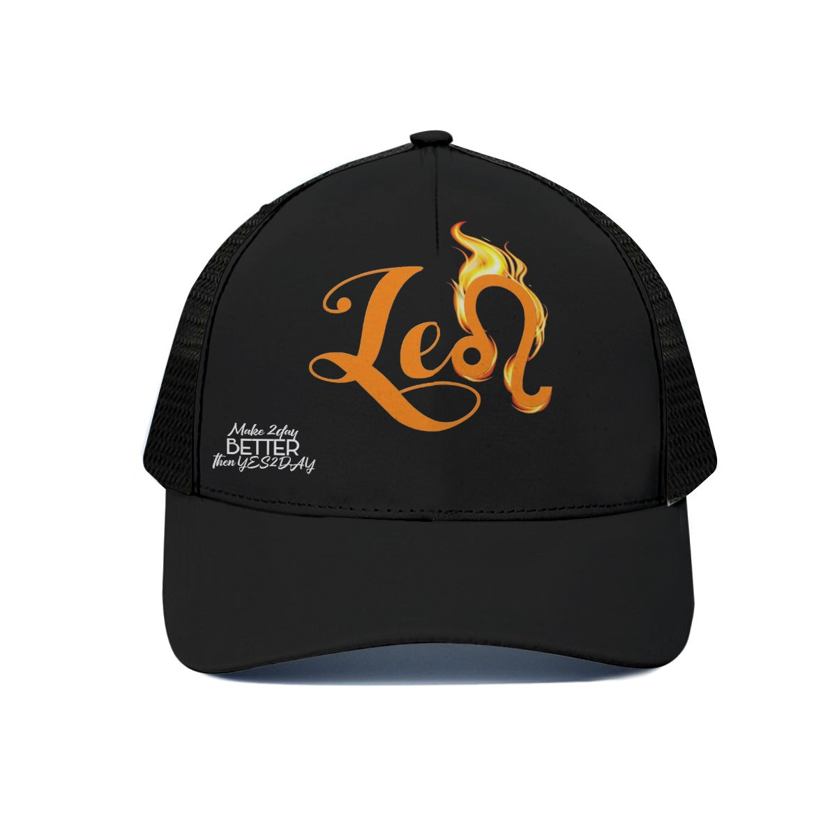 Unisex Leo Trucker Hat With Black Half-mesh