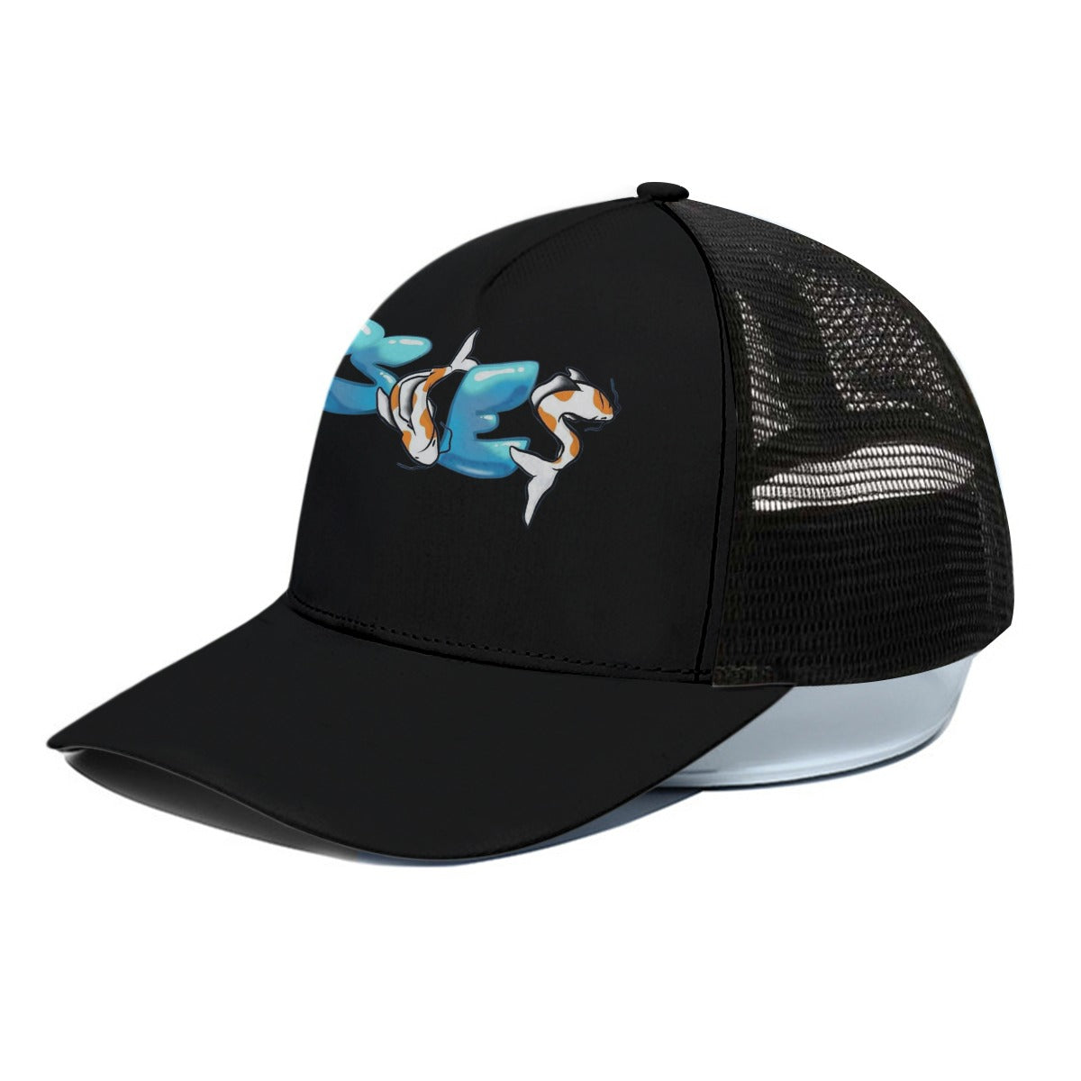 Unisex Pisces Trucker Hat With Black Half-mesh