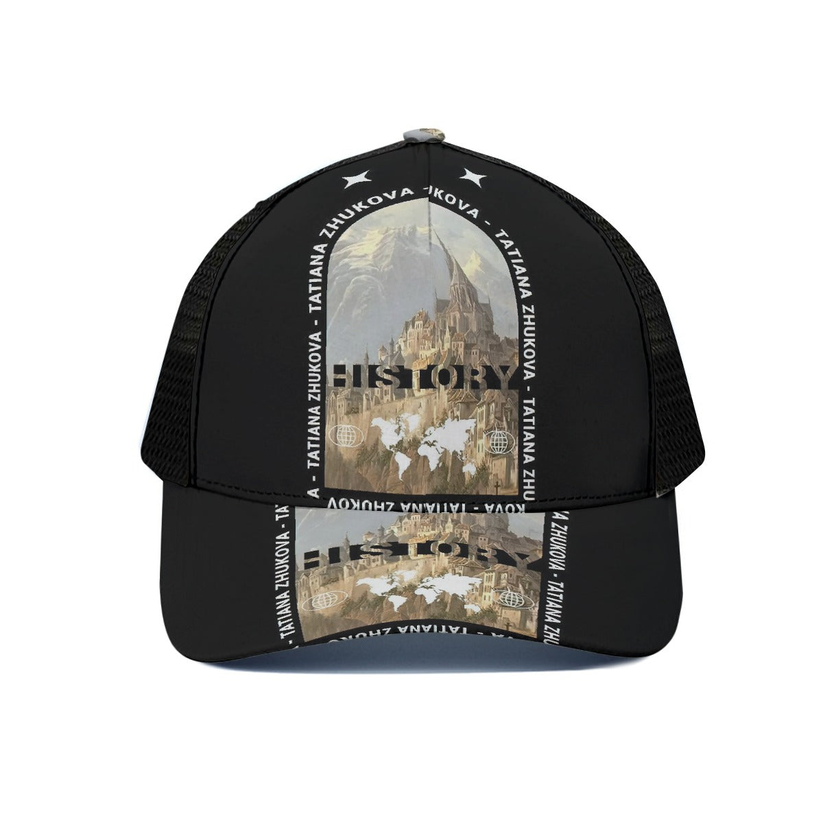 Unisex Trucker Hat With Black Half-mesh